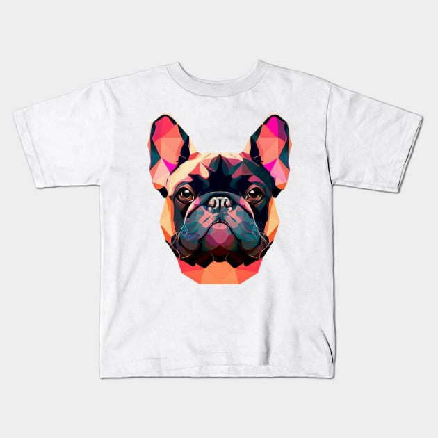 French Bulldog Geometric Portrait - Sunset Kids T-Shirt by Bondoboxy